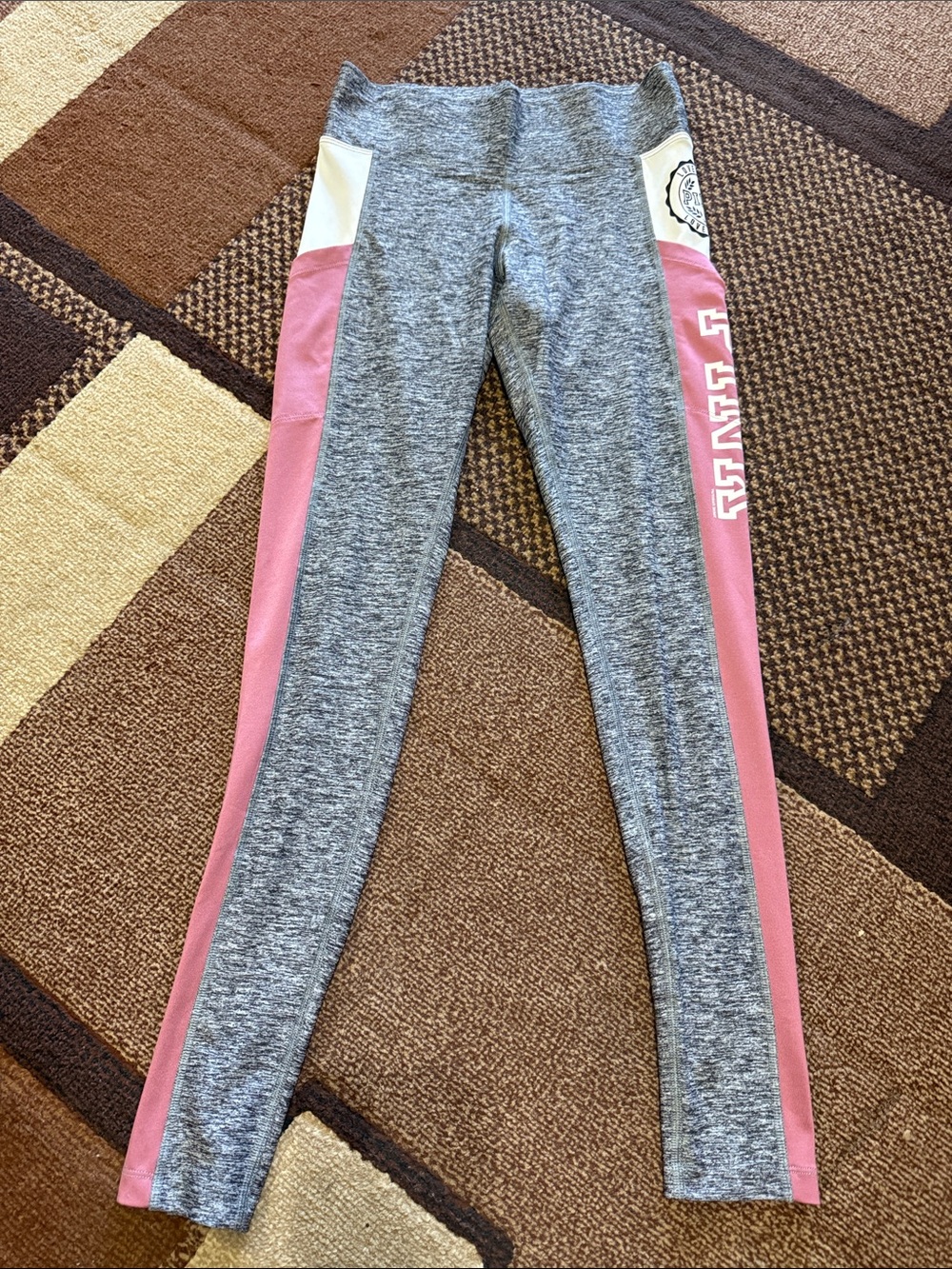 PINK Victoria's Secret Grey Leggings with Pink Side Panels